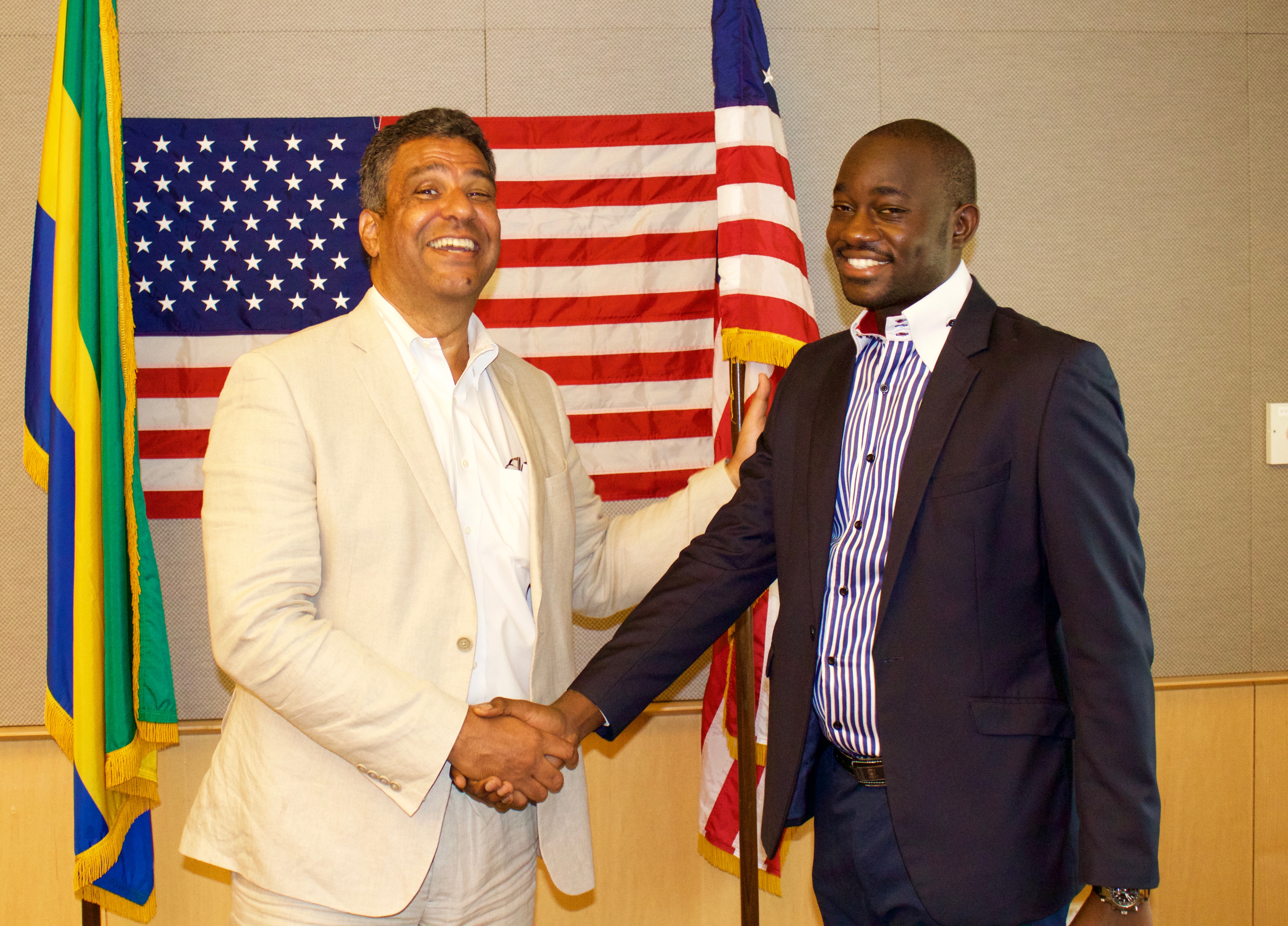 Africa June 2017 US ambassador congratulating Joshard for being slected as a Mandela Washington Fellow Photo Provided by Joshard Martin Moyale